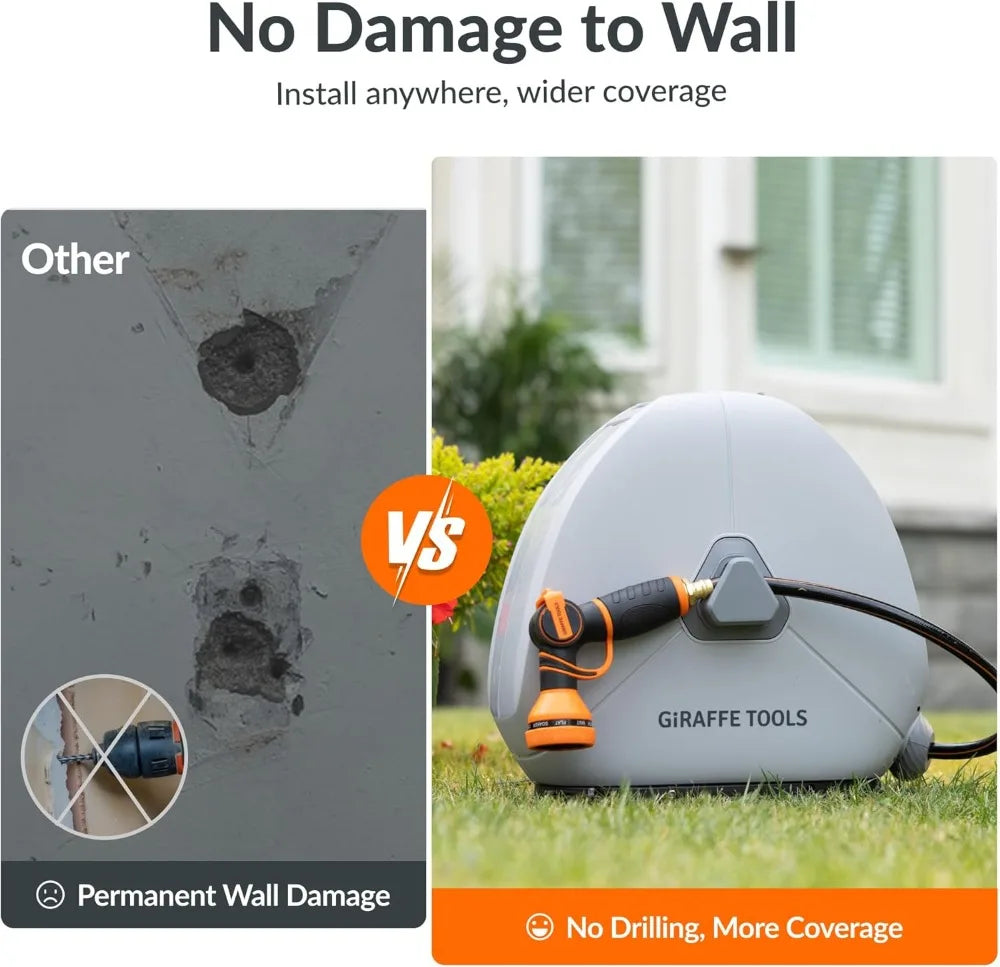 Retractable Garden Hose Reel Auto Rewind Ground Mount 360 Swivel