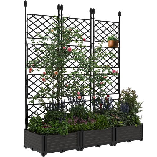 Outdoor Raised Planter Box With Trellis For Climbing Plants And Vegetables - Parry's Picks