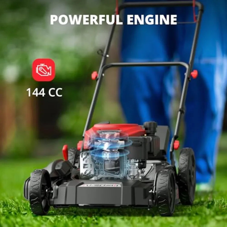 Gas Push Lawn Mower 2-in-1 Mulching Side Discharge 144cc OHV
