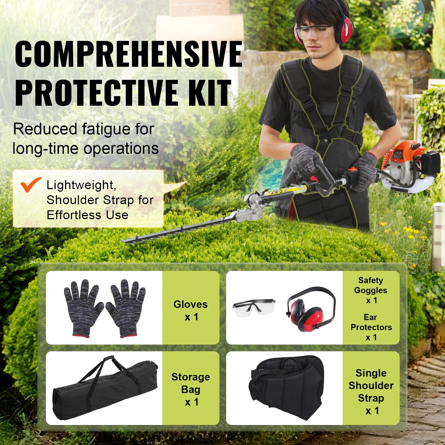 SucceBuy 52cc 6 In 1 Gas Trimming Tool Hedge Trimmer Brush Cutter