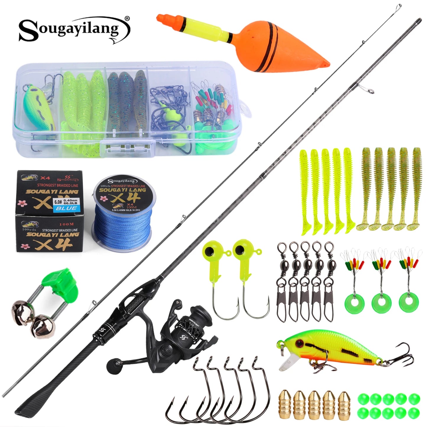Sougayilang Fishing Rod And Reel Combo Kit With Line