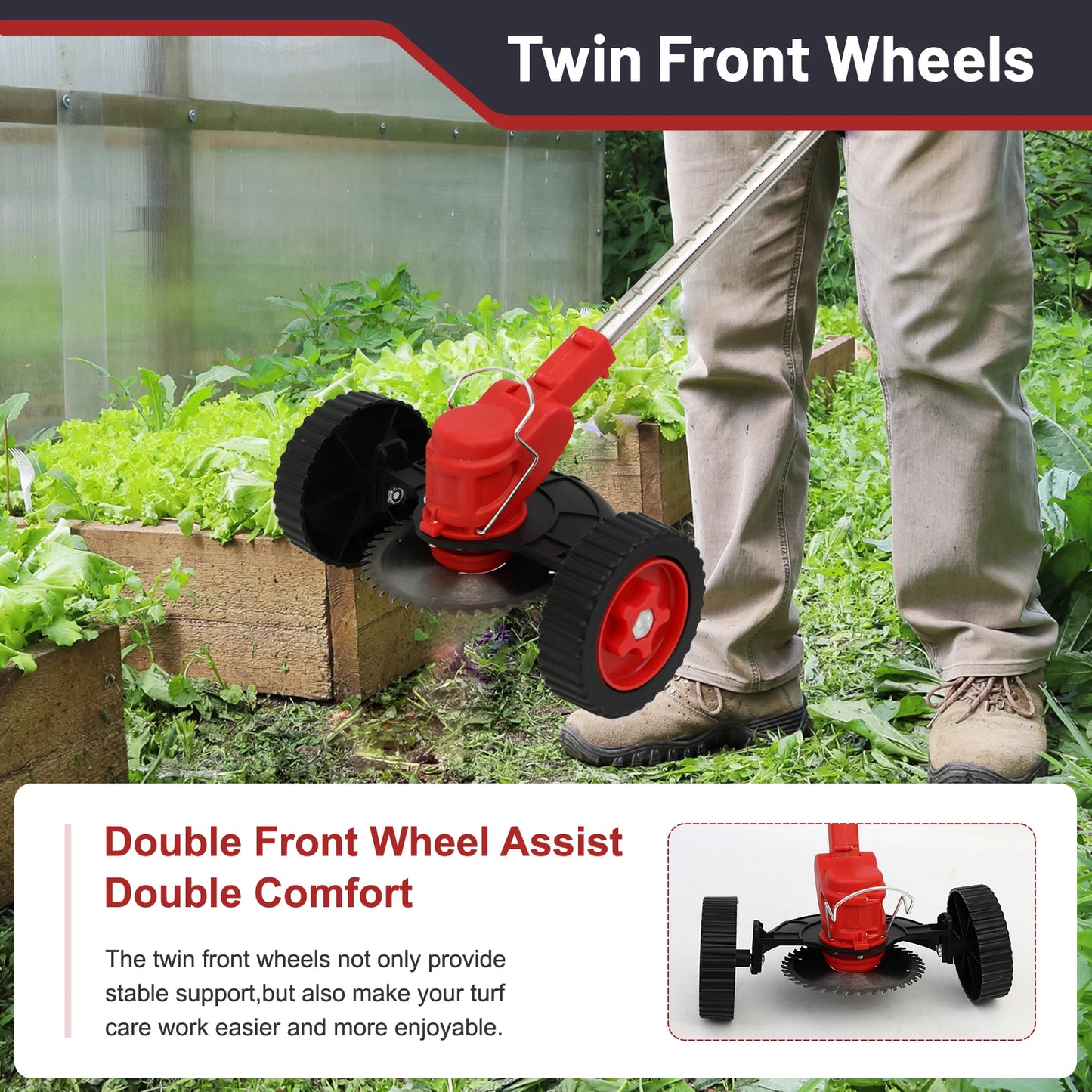 3 In 1 Cordless Grass Trimmer Edger With Wheels 21V Battery Included