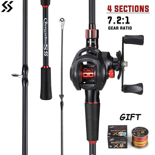 Sougayilang Fishing Rod And Reel Combo Carbon Fiber Casting 7.2:1 - Parry's Picks