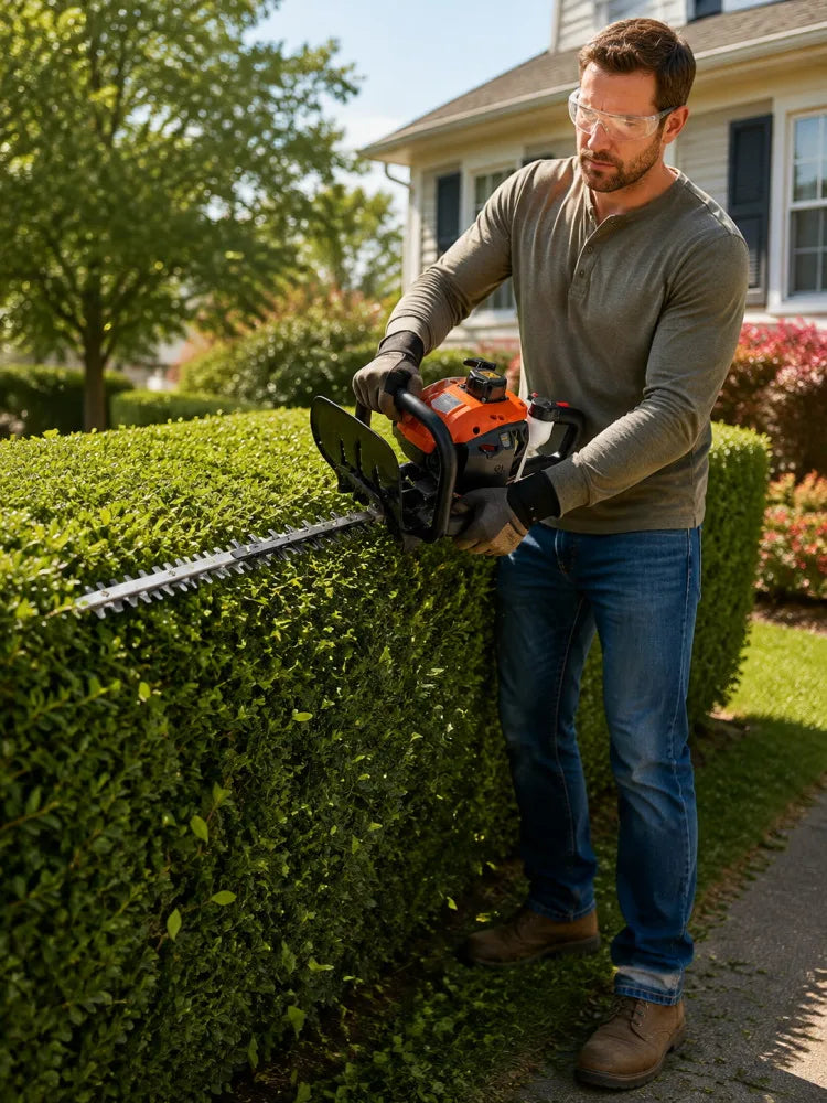 Gas Powered Hedge Trimmer With Dual Action Blade For Shrubs - Parry's Picks