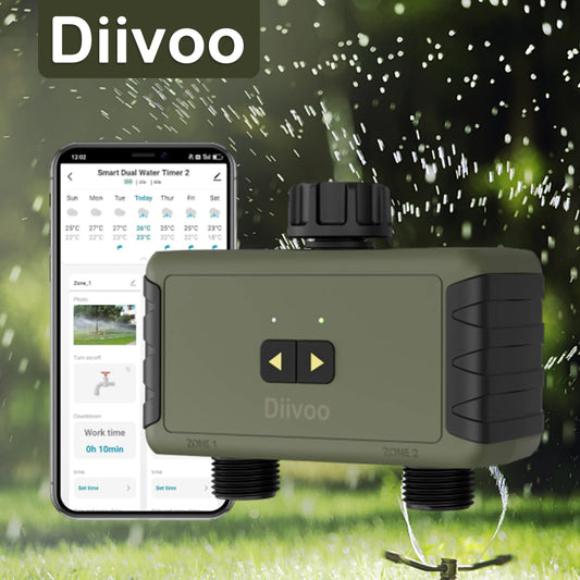 Diivoo Timed Sprinkler Bluetooth Smart Water Timer For Garden Hose 20 Schedules - Parry's Picks