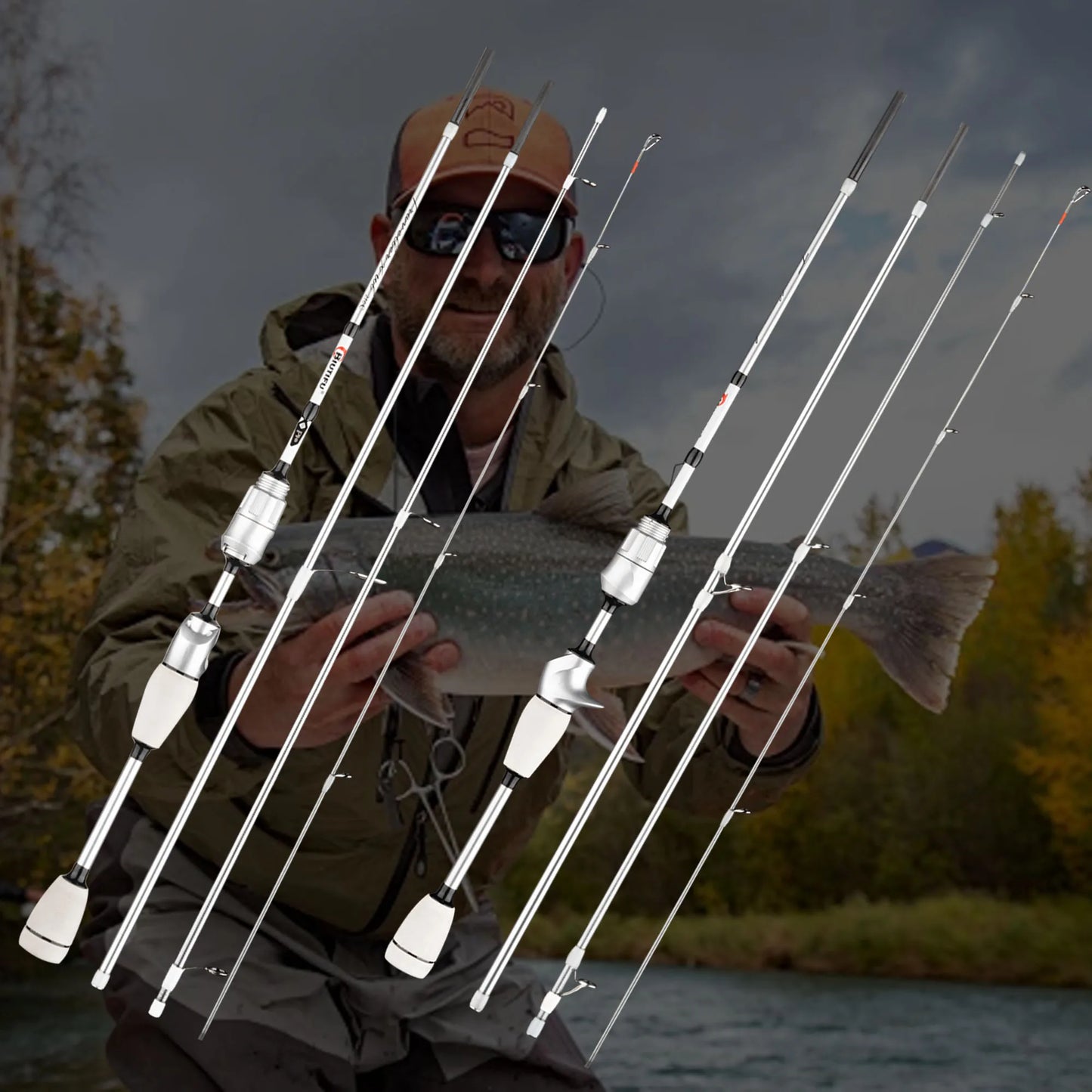 BIUTIFU XUL Travel Spinning Casting Rod Ultralight Carbon Fiber 0.2-10g