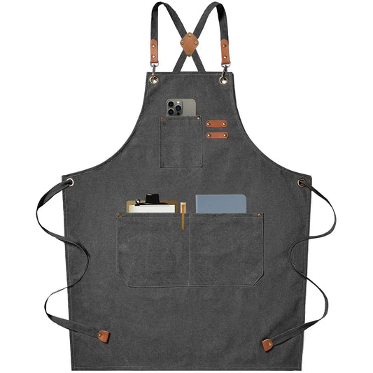 Hebei Canvas Kitchen Apron For Chefs And Restaurant Staff With Cross Back Design