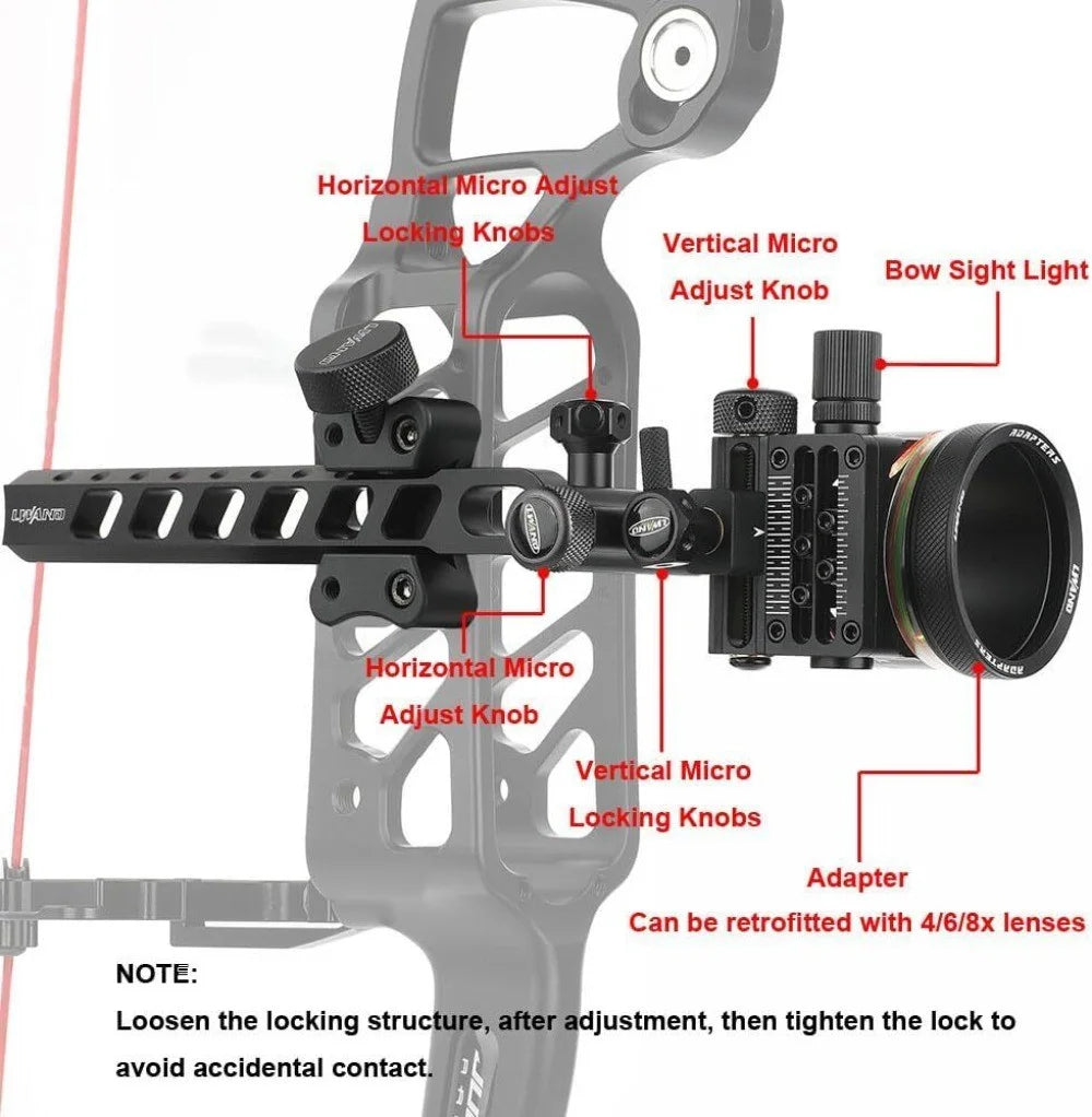 Five Pin Bow Sight Fiber Optic 0.019 Inch Adjustable Alloy
