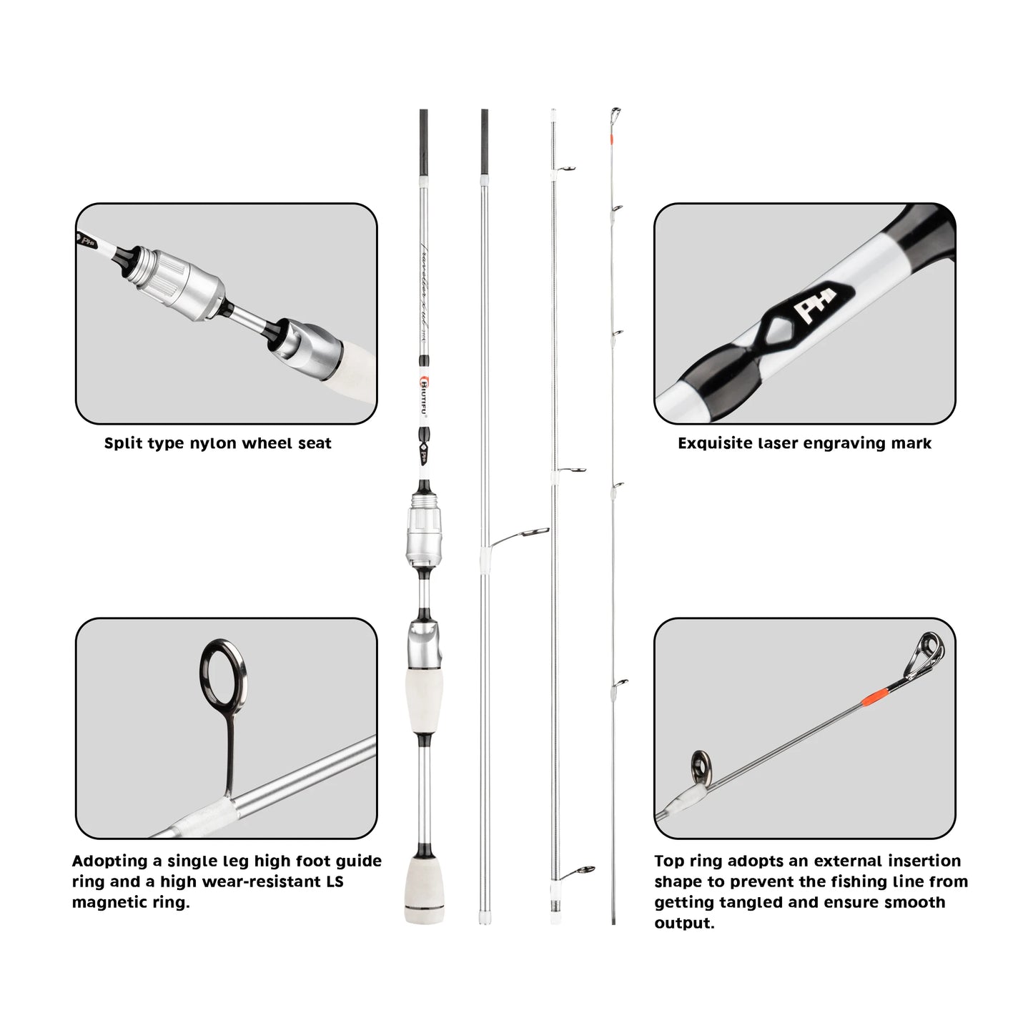 BIUTIFU XUL Travel Spinning Casting Rod Ultralight Carbon Fiber 0.2-10g