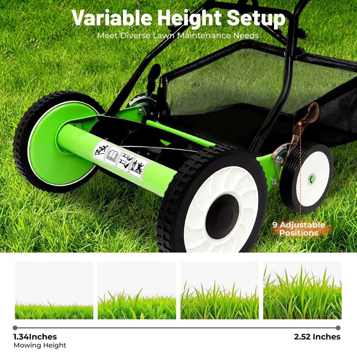 Bymaocar Manual Push Reel Lawn Mower With Grass Catcher - Parry's Picks