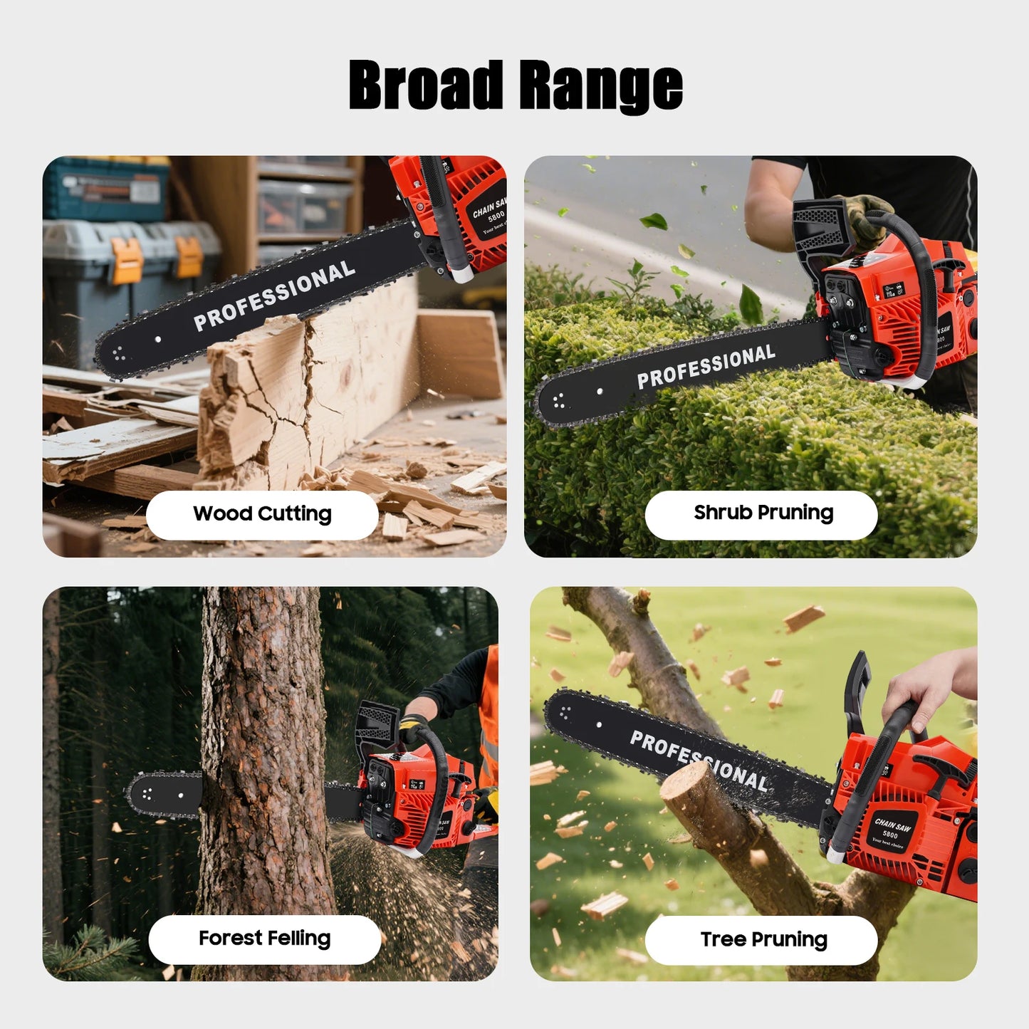 Gas Chainsaw Two Stroke High Performance Saw Wood Cutting Pruning