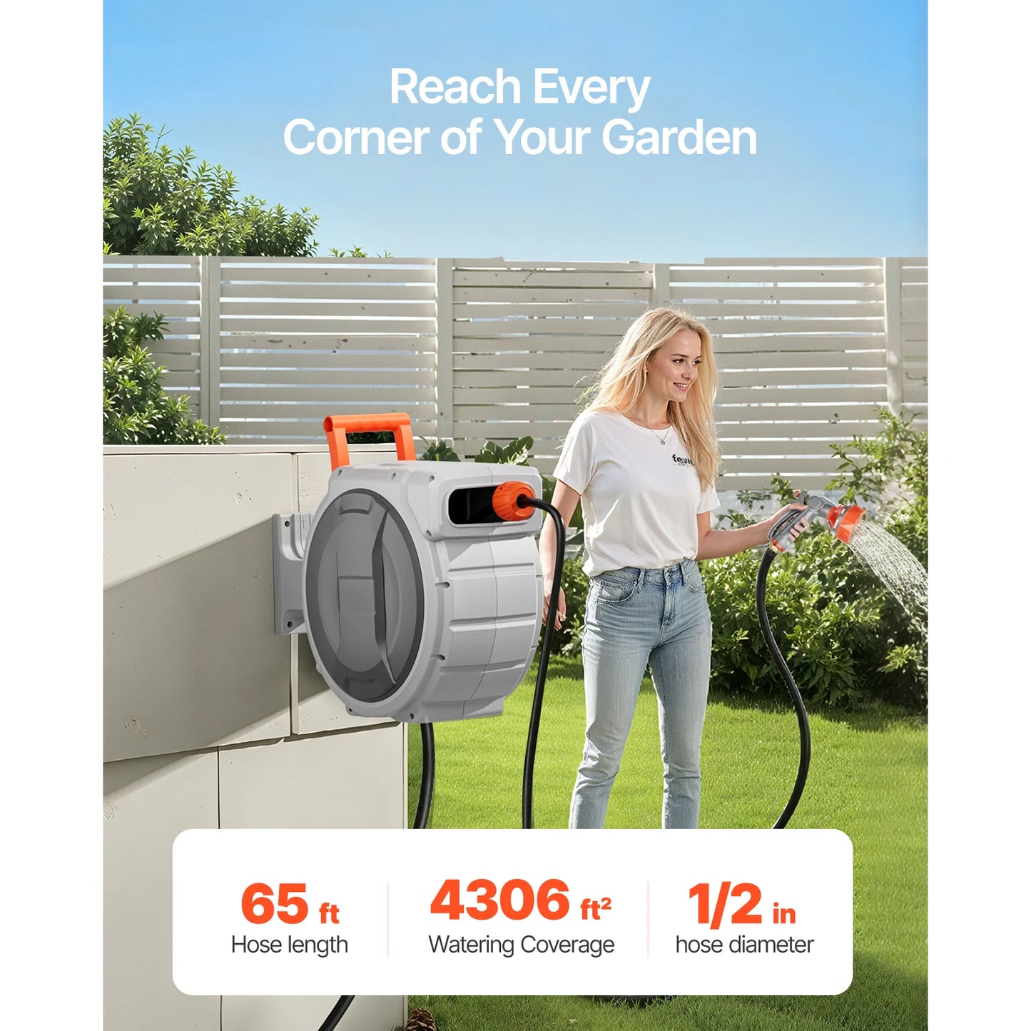 SucceBuy Retractable Garden Hose Reel With 9Pattern Nozzle