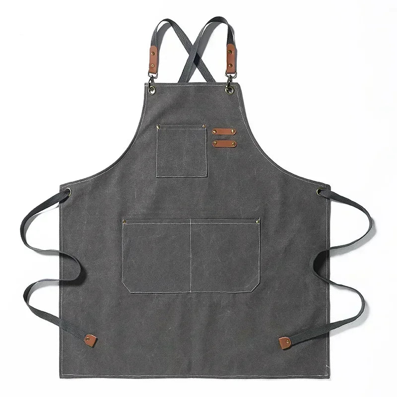 Hebei Canvas Kitchen Apron For Chefs And Restaurant Staff With Cross Back Design