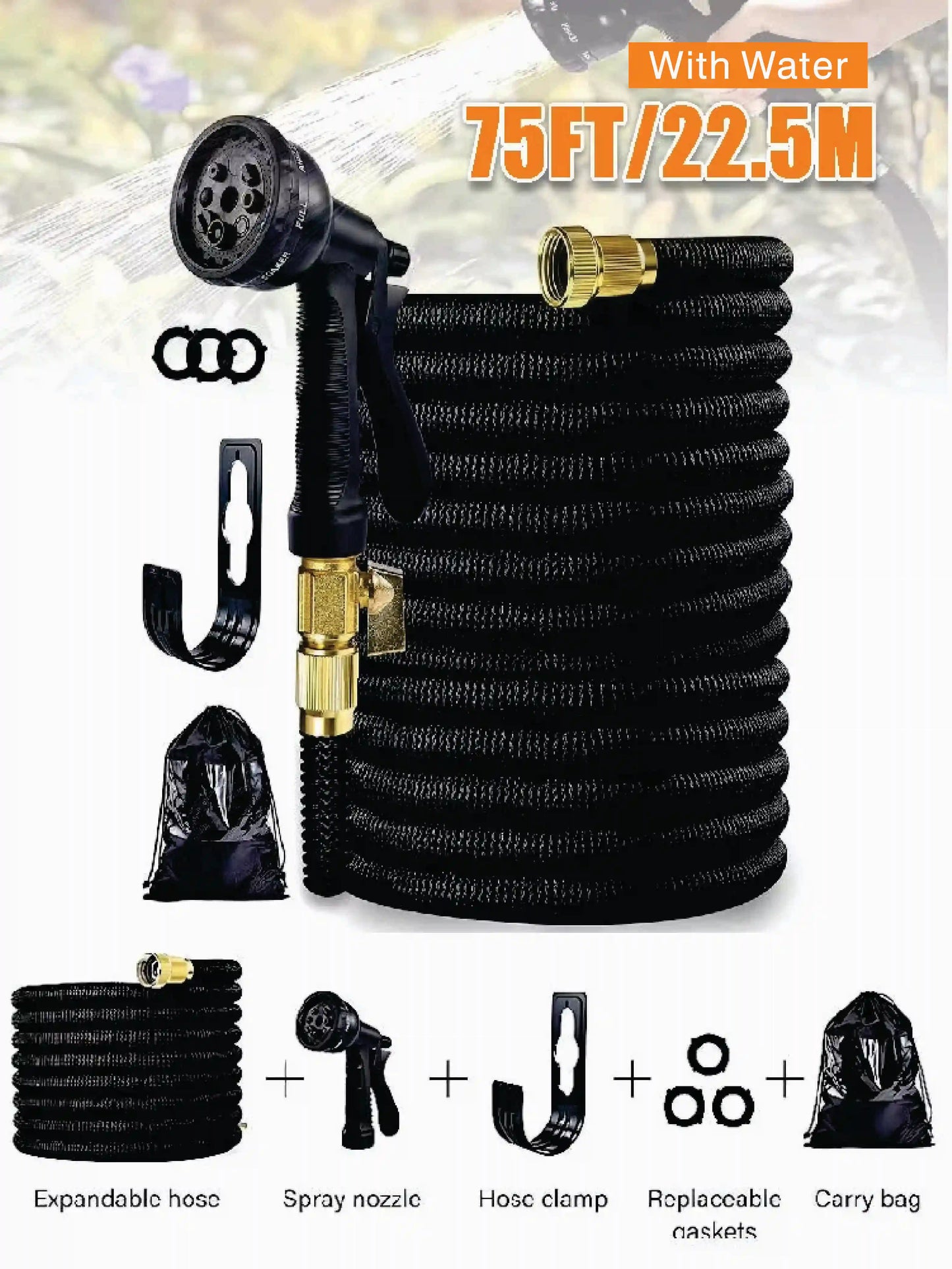 Upgraded Expandable Garden Hose Kit With Flexible Crush Proof Design