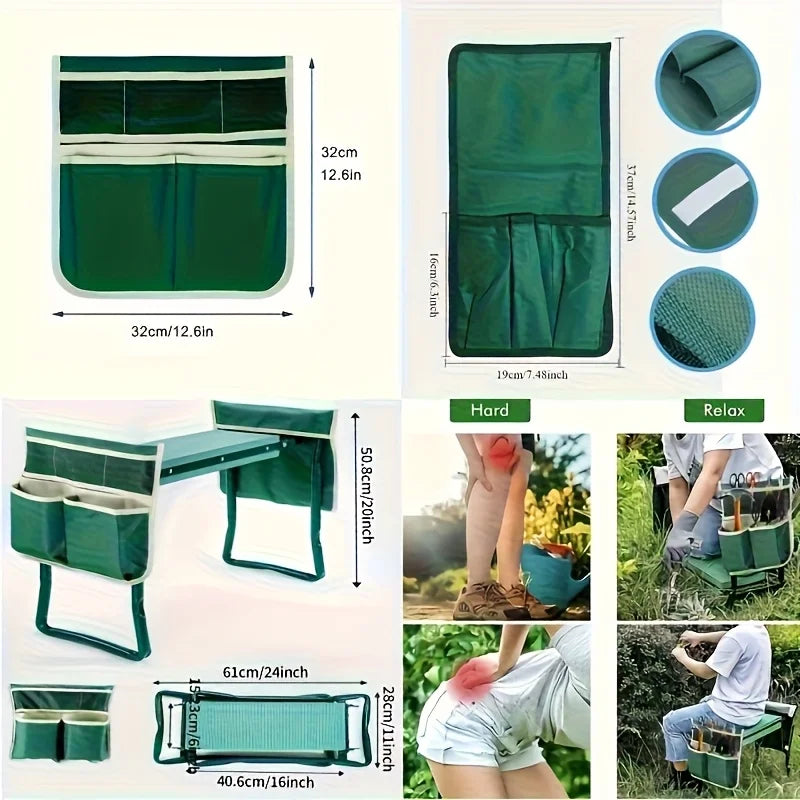 Oxford Gardening Kneeling Stool Organizer With Portable Storage Bag And Tool Kit