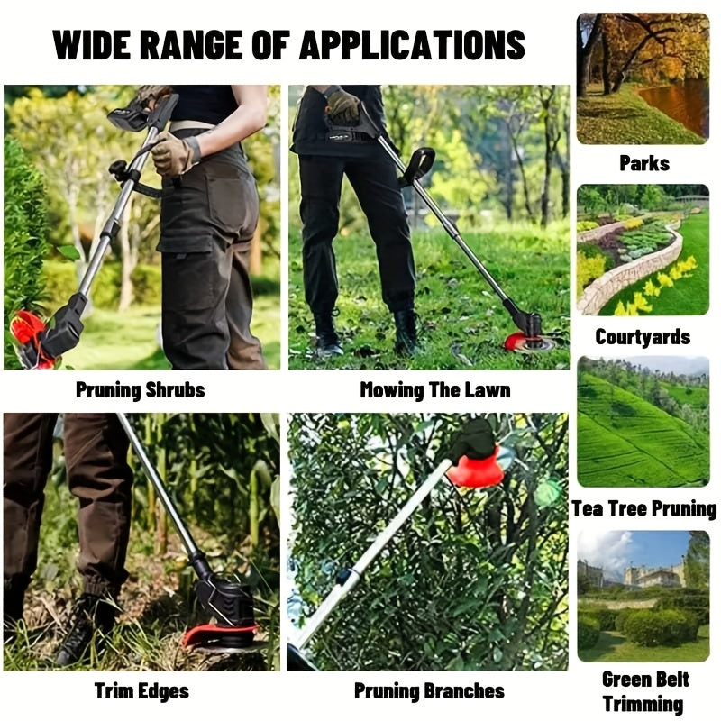 Cordless Electric Weed Wacker String Trimmer Brush Cutter For Lawn Care And Garden