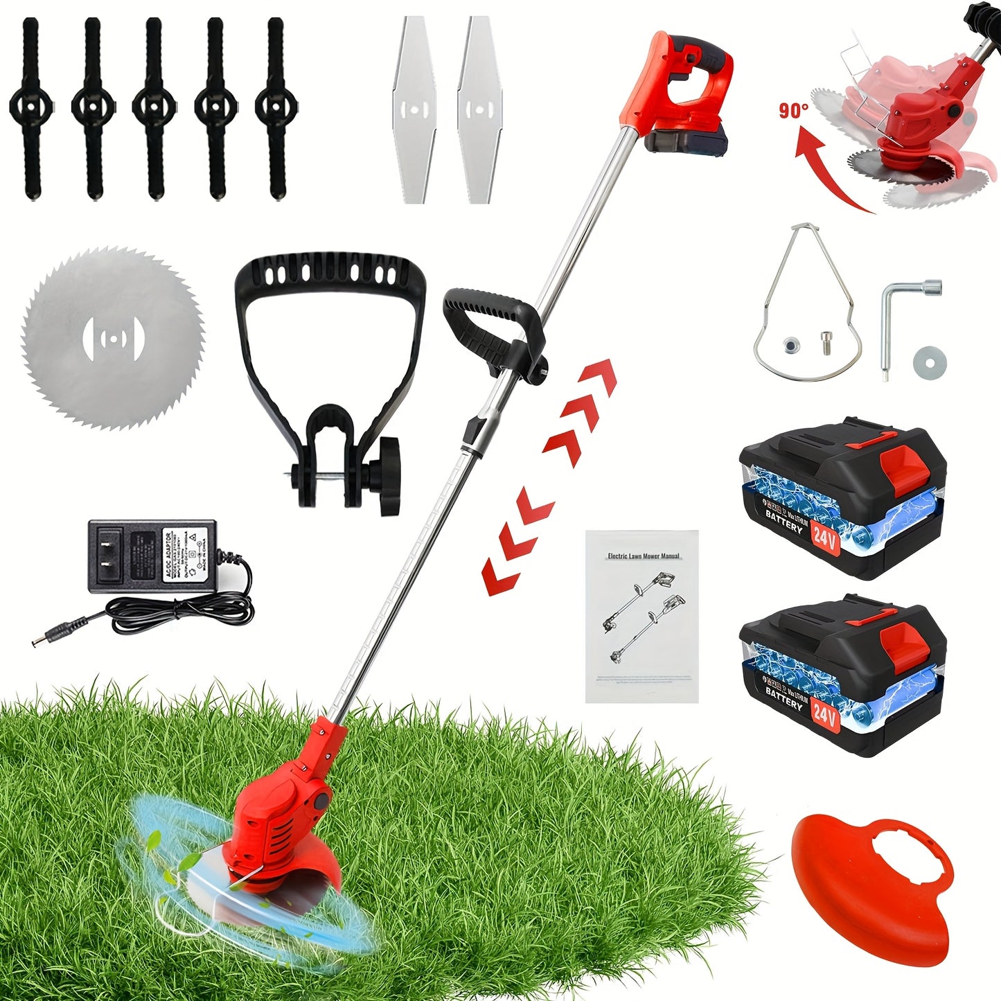 Cordless Weed Wacker Brush Cutter with Rechargeable Batteries and Charger