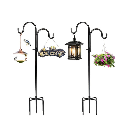 Adjustable Double Shepherds Hook Outdoor Garden Holder