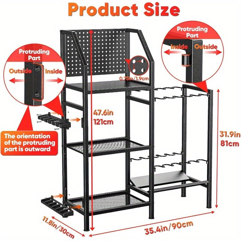 Heavy Duty Metal Fishing Rod Rack 18 Rod Organizer 3 Tier
