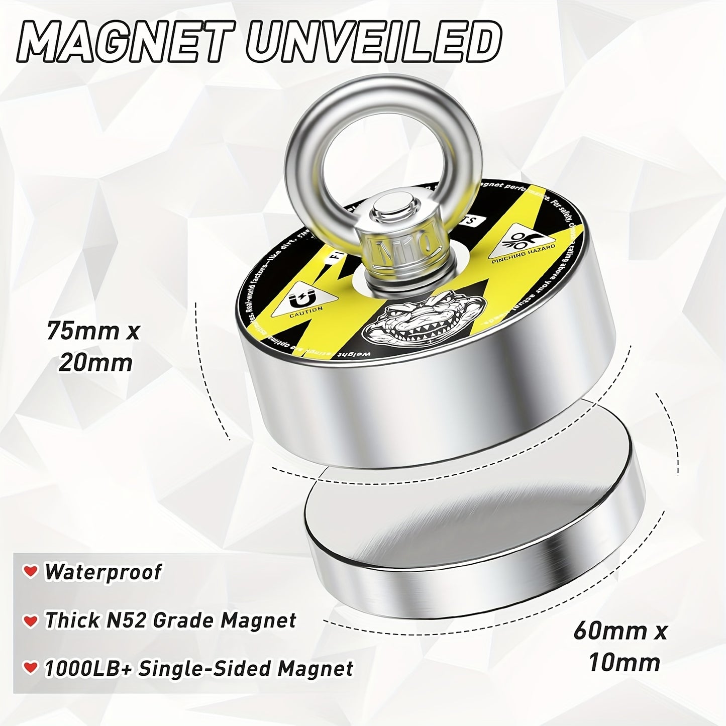 Magnet Fishing Kit 1000 Lbs N52 Magnetic Set With Case