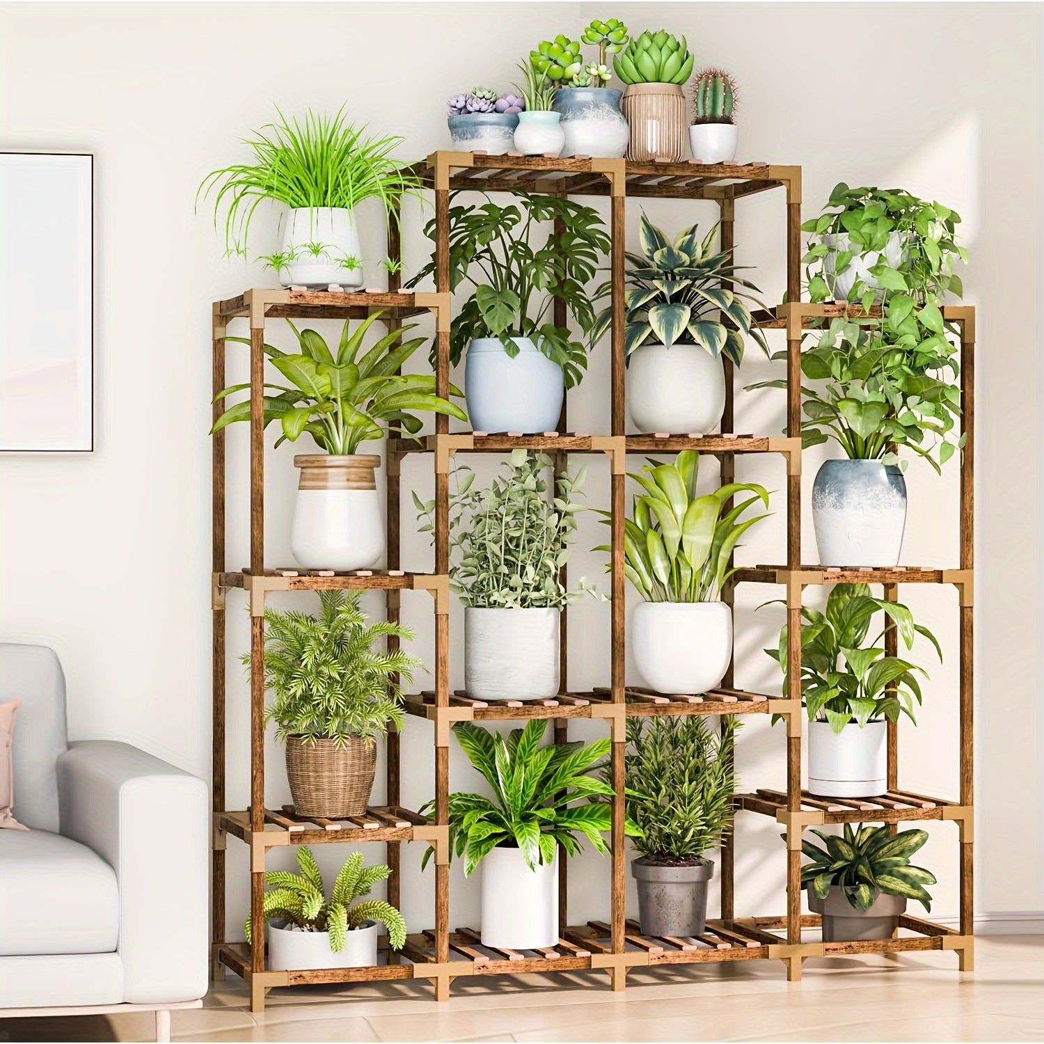 Boho Chic Wooden Plant Stand For Indoor And Outdoor Use - Parry's Picks