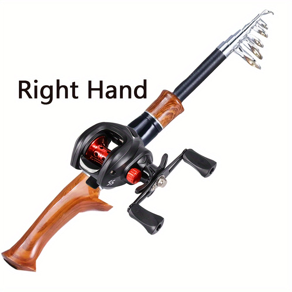 Sougayilang Telescopic Fishing Rod and Baitcasting Reel Set