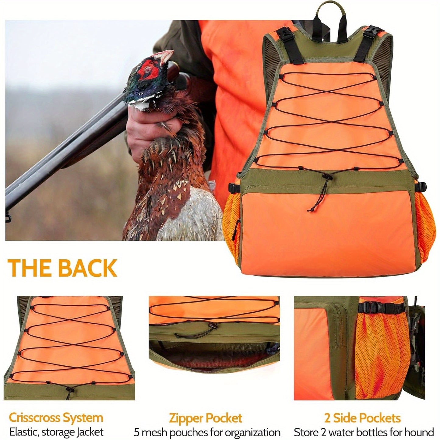 Upland Hunting Vest And Backpack With Game Pouch For Quail