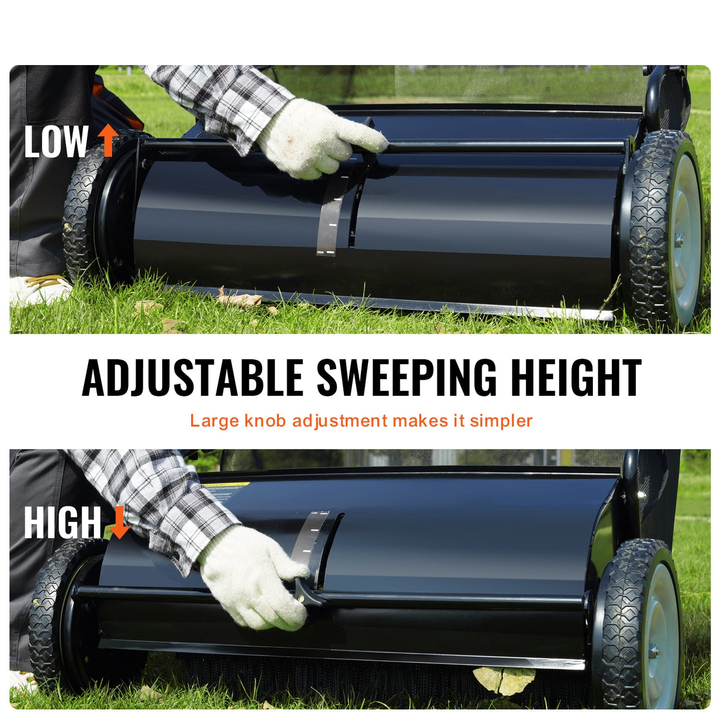 VEVOR Push Lawn Sweeper With Large Capacity Leaf Collector