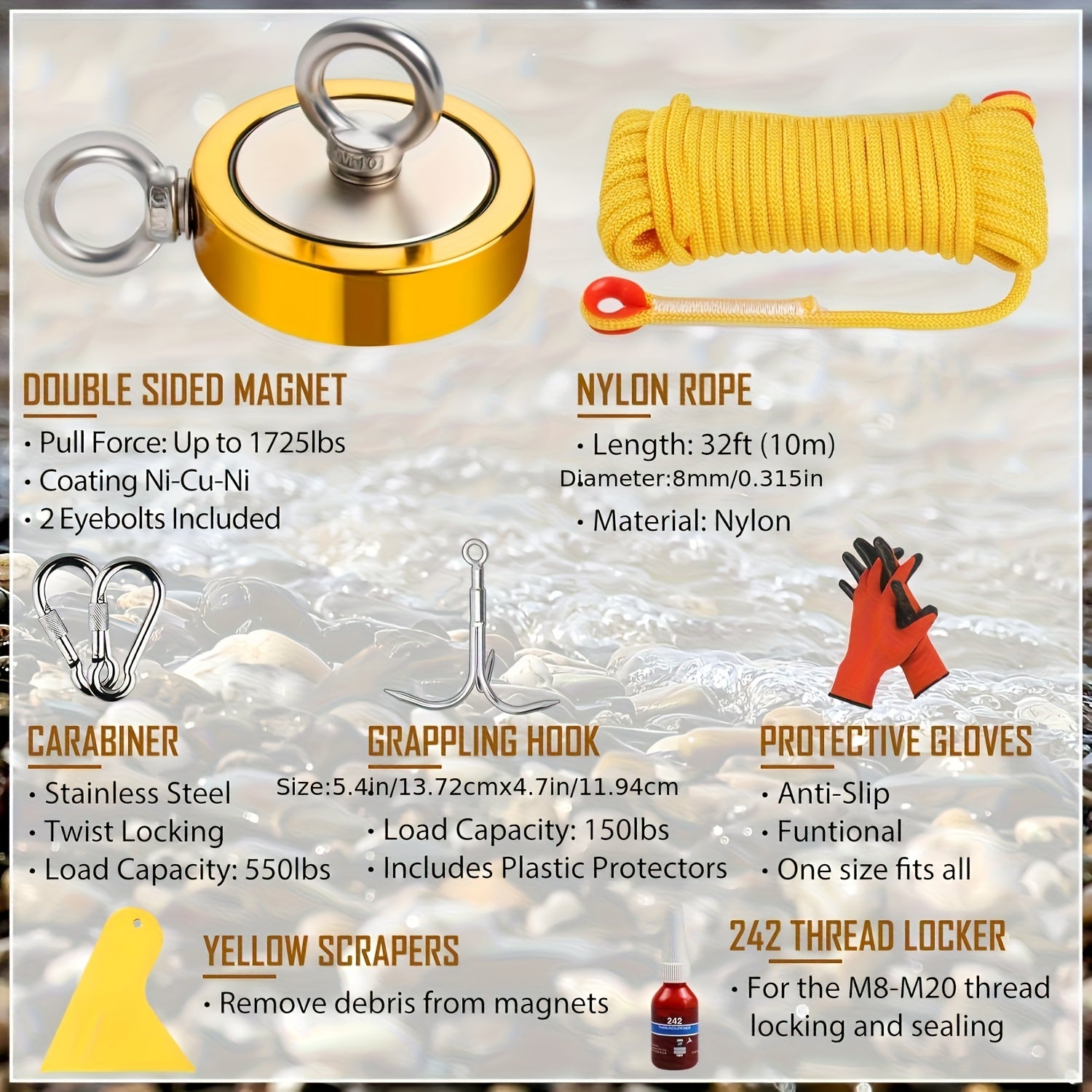 Magnetic Fishing Kit for River and Lake Treasure Hunting - Parry's Picks