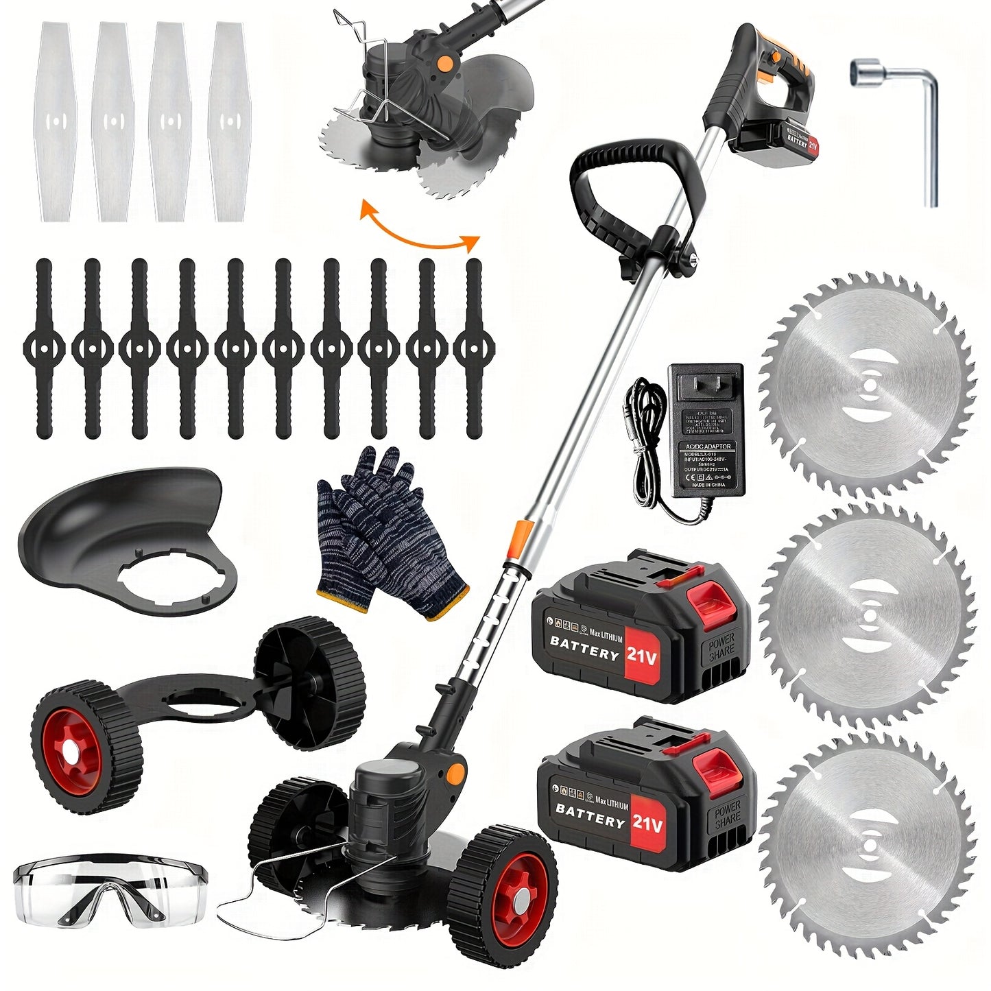 21V Cordless Lawn Mower With Dual Batteries And Blades
