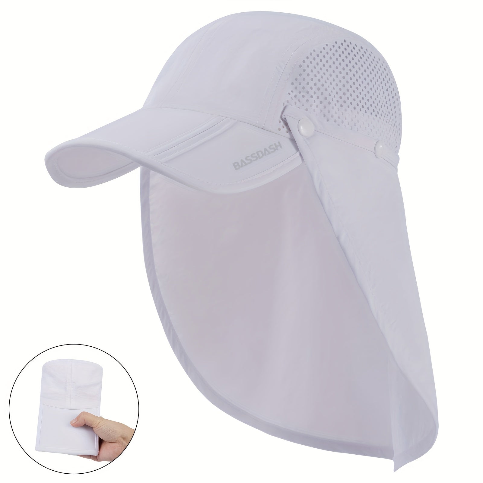 BASSDASH UPF 50 Foldable Fishing Hat with Neck Flap - Parry's Picks