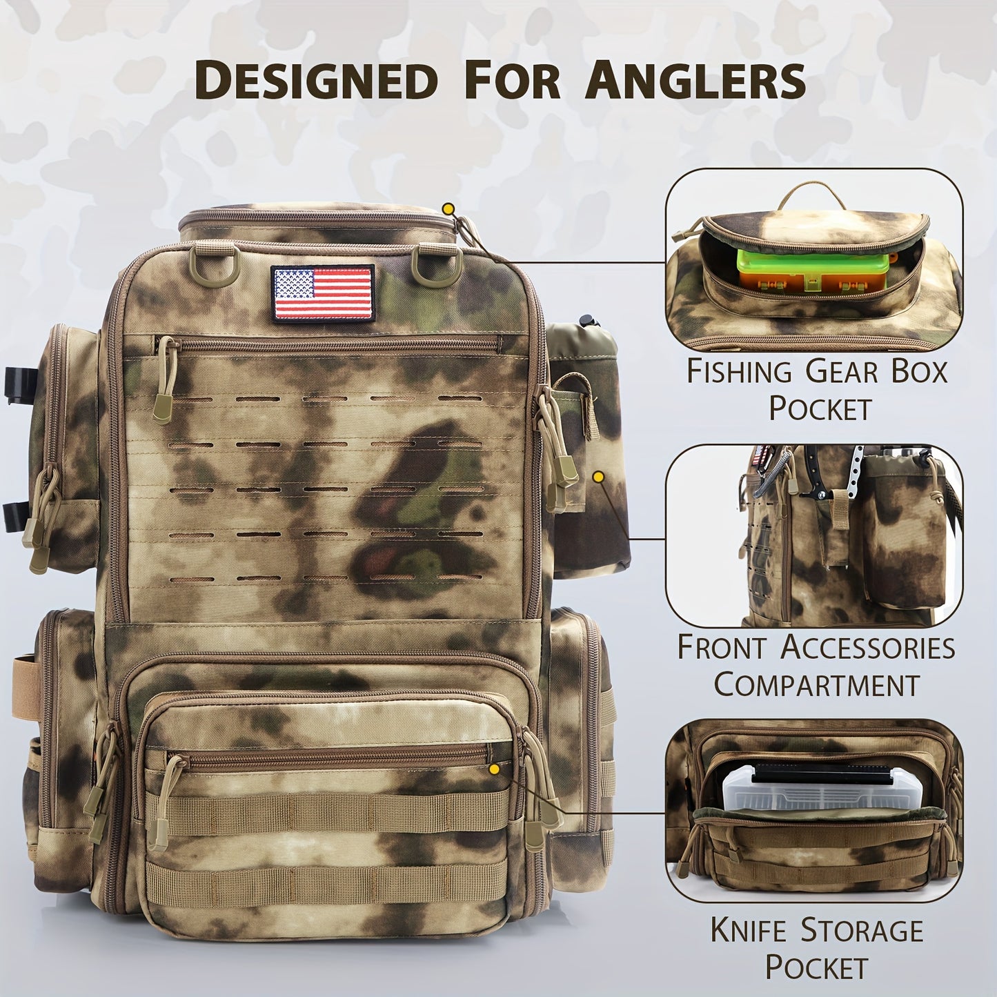 FunVZU Fishing Backpack With Rod Holders Tackle Bag