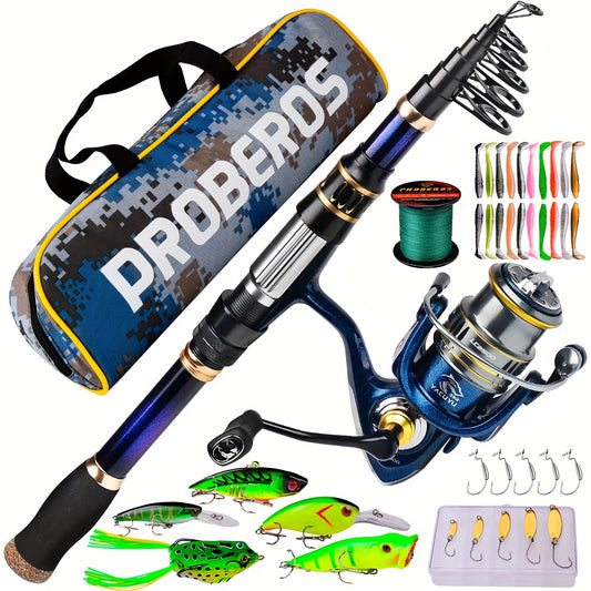 PROBEROS Telescopic Fishing Rod And Reel Combo Carbon Fiber