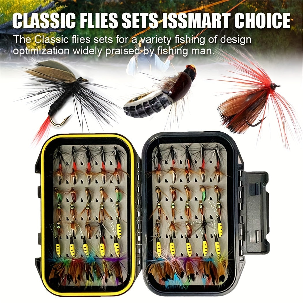 QIEVCRME Fly Fishing Flies Kit 100pcs Dry Wet Lures