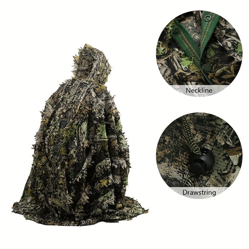 3D Maple Leaf Camouflage Cape With Mesh Hood Cloak - Parry's Picks