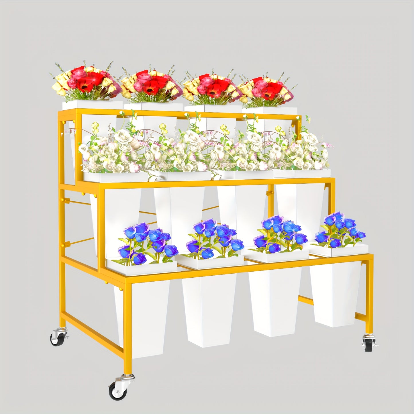 Movable Metal Flower Stand For Indoor And Outdoor Decor