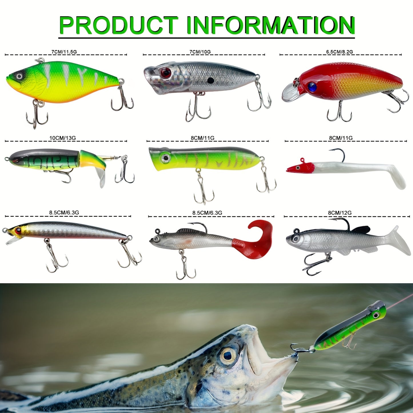 Fishing Lures Kit With Tackle Box For Freshwater Saltwater