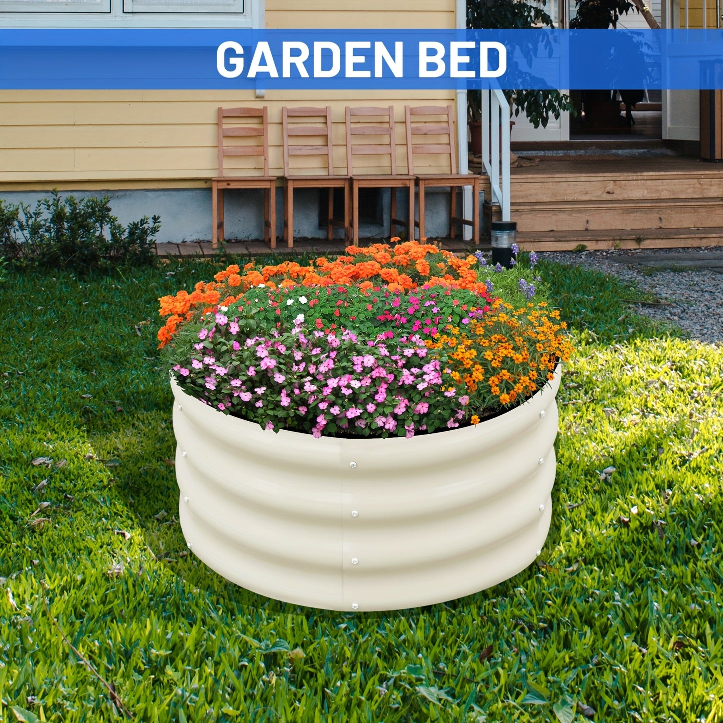 Round Raised Garden Bed Kit Metal For Planting Vegetables