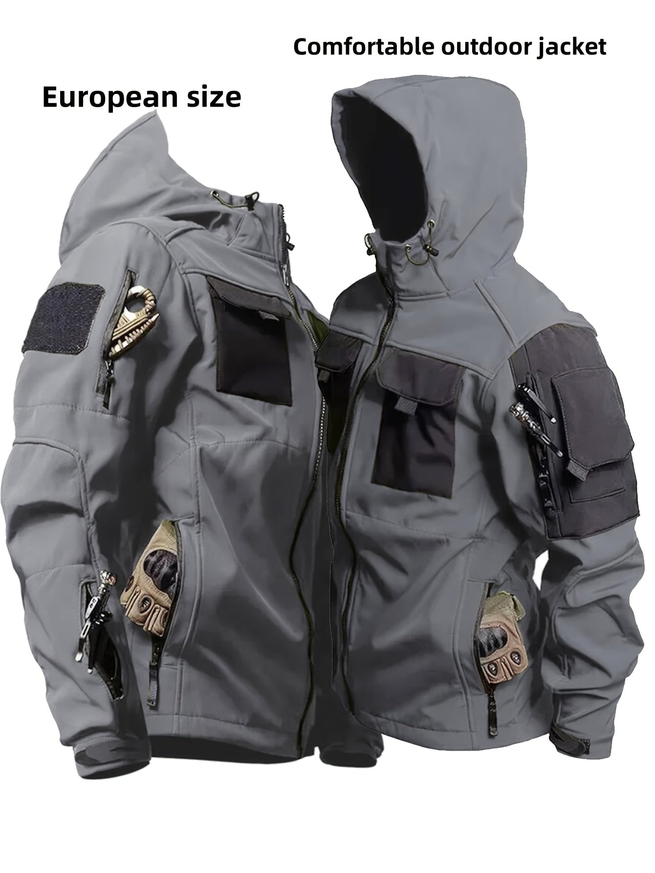 Men's Zippered Hooded Jacket With Pockets For Outdoor
