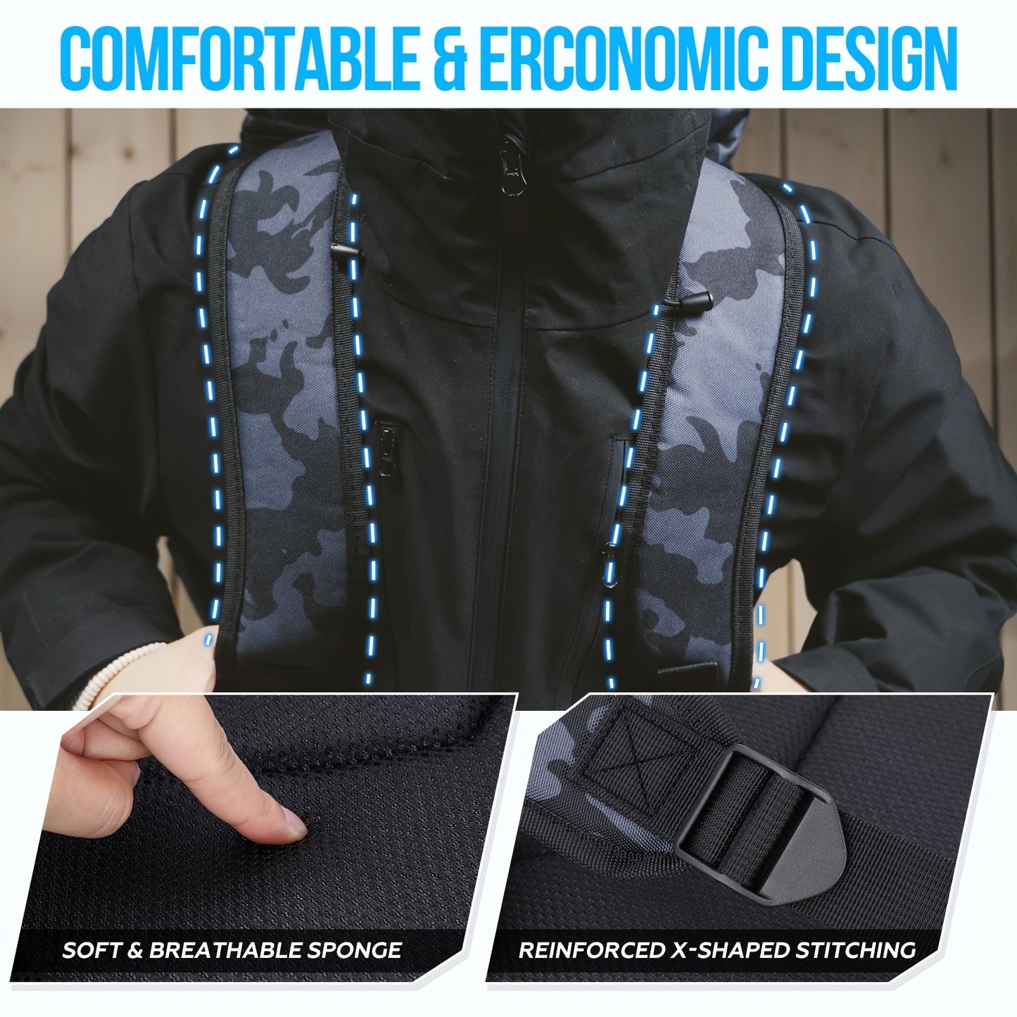 Fishing Backpack With Rod Holders Durable Polyester Bag