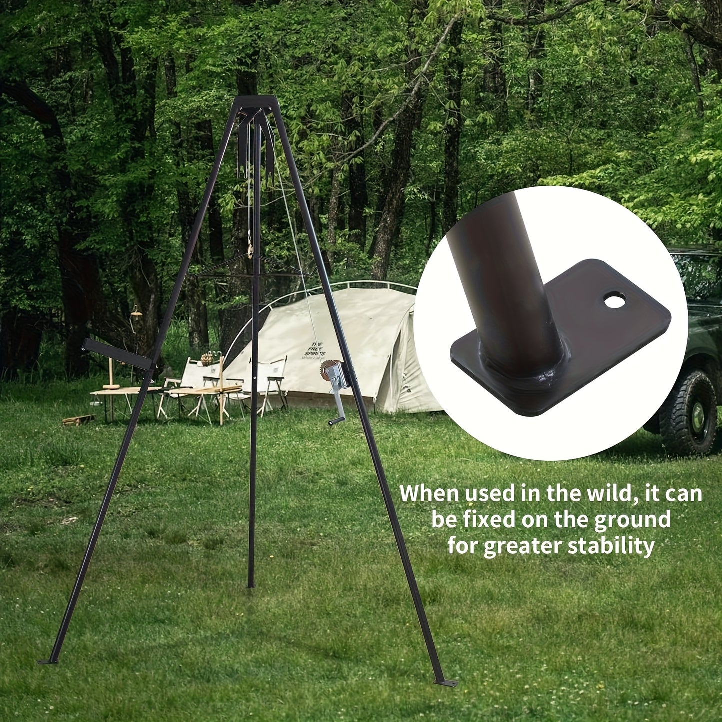 Tripod Deer Hoist Stand With Gambrel And Manual Winch
