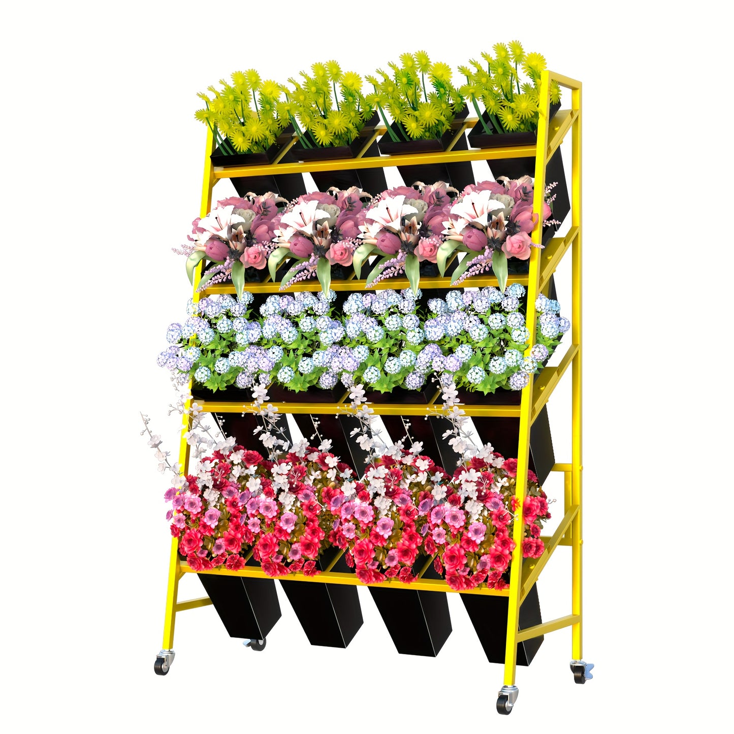 Movable Metal Flower Stand For Indoor And Outdoor Decor