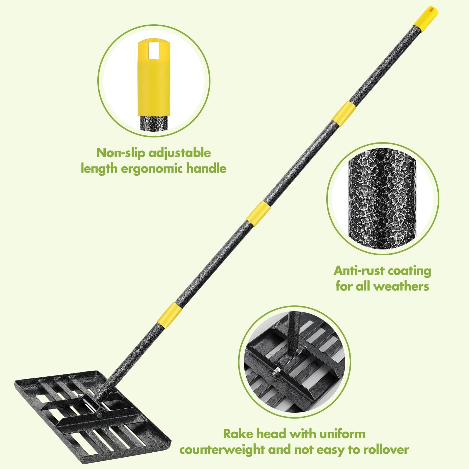 Heavy Duty Stainless Steel Lawn Leveling Rake for Perfect Gardens - Parry's Picks
