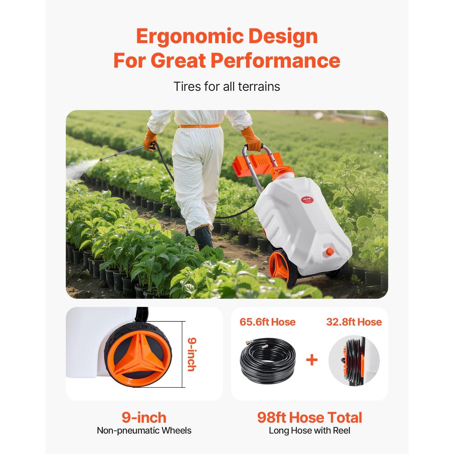 VEVOR Battery Powered Electric Sprayer With Cart 0-80 PSI