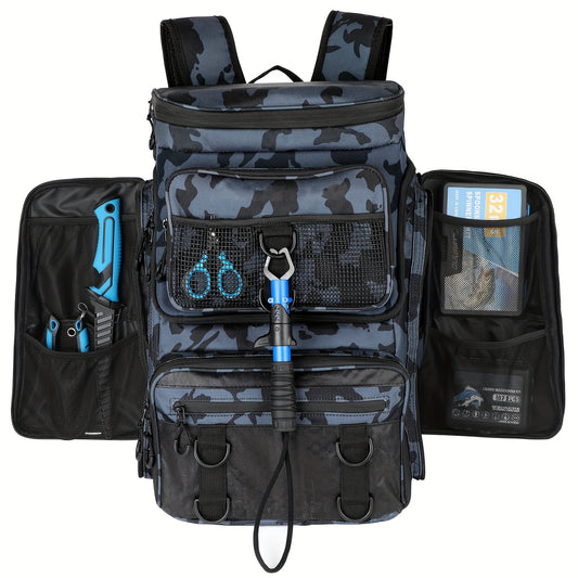 Fishing Backpack With Rod Holders Durable Polyester Bag