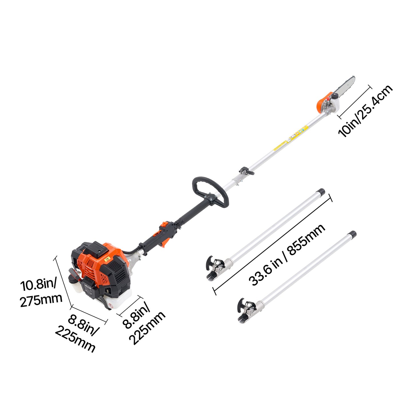 Gas Powered Pole Saw Rotatable Head Two Stroke Tree Trimmer