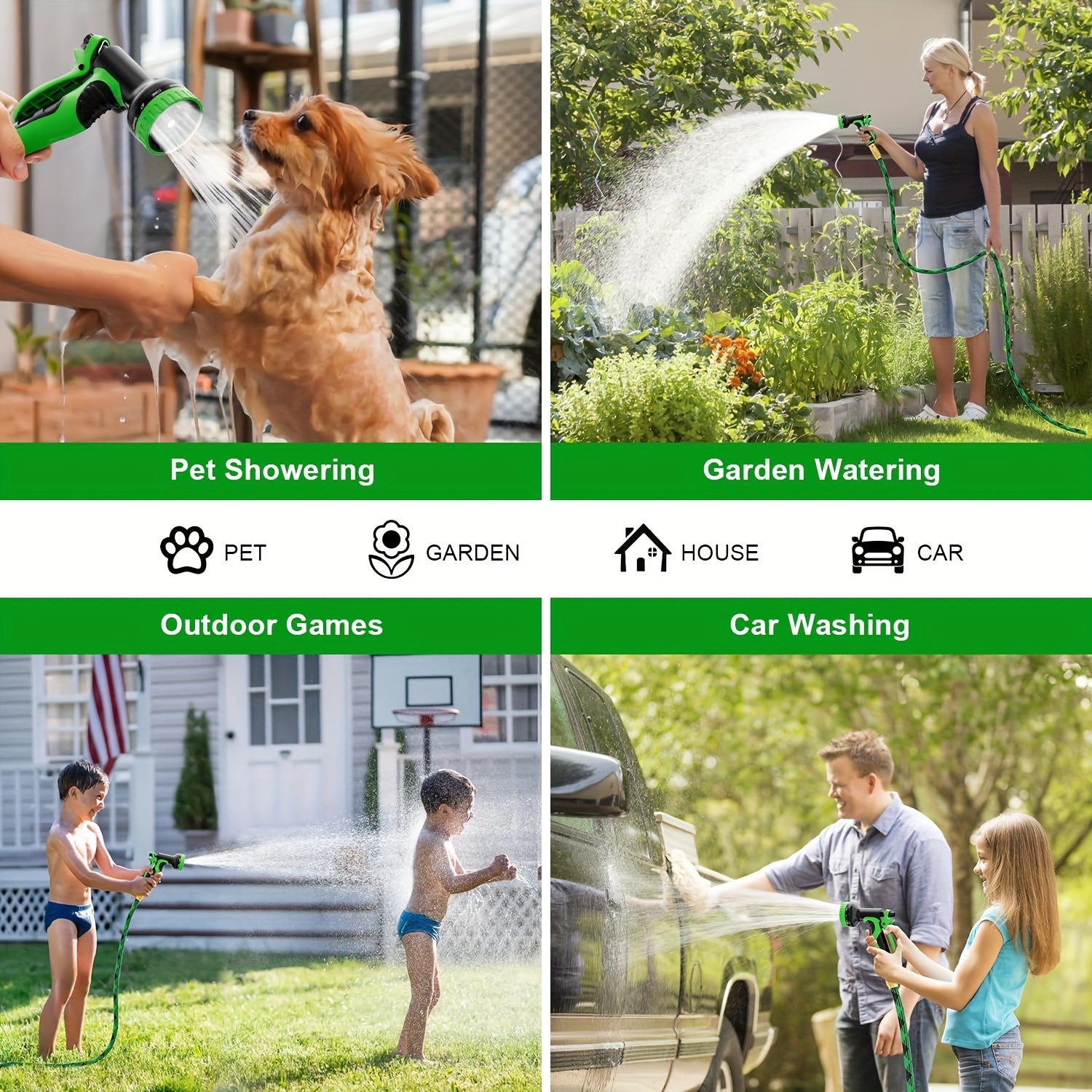 Lightweight 100ft Garden Hose with 10 Function Nozzle - Parry's Picks