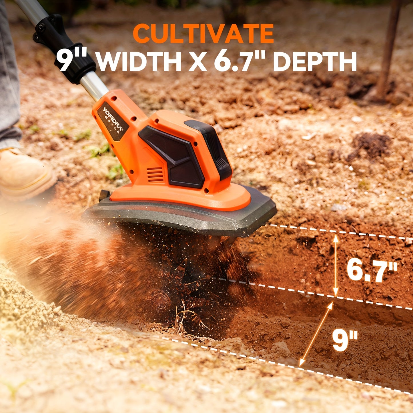 YOFIDRA 21V Cordless Tillage Machine for Garden Soil