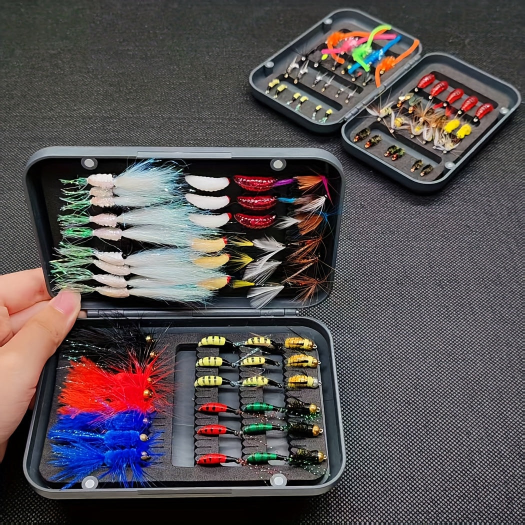 QIEVCRME Heavy Duty Fishing Fly Kit With Dry Wet Flies