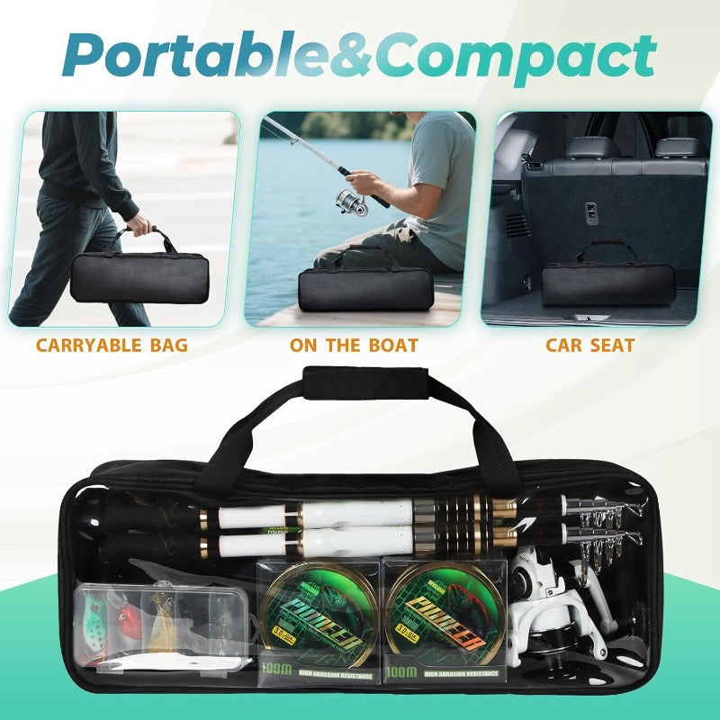 Telescopic Fishing Rod And Reel Combo Carbon Fiber Kit - Parry's Picks